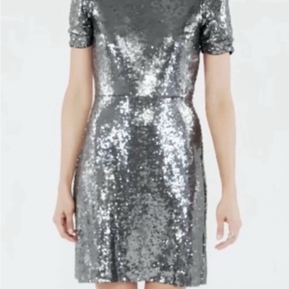 Ann Taylor Shimmering Silver Sequin Mini Dress